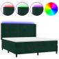 Preview: Boxspringbett mit Matratze & LED Dunkelgrün 180x200 cm Samt