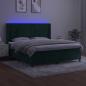 Preview: Boxspringbett mit Matratze & LED Dunkelgrün 180x200 cm Samt