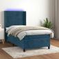 Preview: ARDEBO.de - Boxspringbett mit Matratze & LED Dunkelblau 90x190 cm Samt