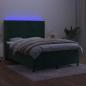 Preview: Boxspringbett mit Matratze & LED Dunkelgrün 140x190 cm Samt