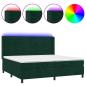 Preview: Boxspringbett mit Matratze & LED Dunkelgrün 200x200 cm Samt
