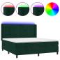 Preview: Boxspringbett mit Matratze & LED Dunkelgrün 180x200 cm Samt