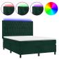 Preview: Boxspringbett mit Matratze & LED Dunkelgrün 140x190 cm Samt