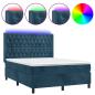 Preview: Boxspringbett mit Matratze & LED Dunkelblau 140x190 cm Samt