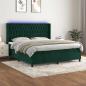 Preview: ARDEBO.de - Boxspringbett mit Matratze & LED Dunkelgrün 180x200 cm Samt