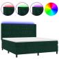 Preview: Boxspringbett mit Matratze & LED Dunkelgrün 180x200 cm Samt