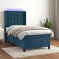 Preview: ARDEBO.de - Boxspringbett mit Matratze & LED Dunkelblau 90x200 cm Samt