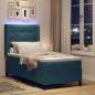 Preview: Boxspringbett mit Matratze mit LED Blau 90 x 190 cm Samt