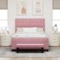 Preview: Boxspringbett mit Kissen mit Kopfteil Rosa 190 x 140 cm Samt