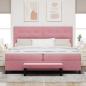 Preview: Boxspringbett mit Matratze mit Kopfteil Rosa 200 x 200 cm Samt