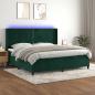 Preview: ARDEBO.de - Boxspringbett mit Matratze & LED Dunkelgrün 200x200 cm Samt