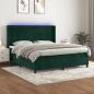 Preview: ARDEBO.de - Boxspringbett mit Matratze & LED Dunkelgrün 180x200 cm Samt