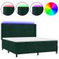 Preview: Boxspringbett mit Matratze & LED Dunkelgrün 180x200 cm Samt