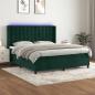 Preview: ARDEBO.de - Boxspringbett mit Matratze & LED Dunkelgrün 160x200 cm Samt