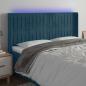 Preview: ARDEBO.de - LED Kopfteil Dunkelblau 183x16x118/128 cm Samt