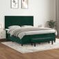 Preview: ARDEBO.de - Boxspringbett mit Matratze Dunkelgrün 180x200 cm Samt