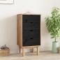 Preview: ARDEBO.de - Kommode OTTA Schwarz 45 x 39 x 90 cm Massives Kiefernholz