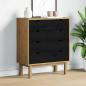 Preview: ARDEBO.de - Kommode OTTA Schwarz 76,5 x 39,5 x 90 cm Massives Kiefernholz