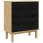 Preview: Kommode OTTA Schwarz 76,5 x 39,5 x 90 cm Massives Kiefernholz