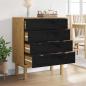 Preview: Kommode OTTA Schwarz 76,5 x 39,5 x 90 cm Massives Kiefernholz