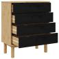Preview: Kommode OTTA Schwarz 76,5 x 39,5 x 90 cm Massives Kiefernholz