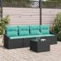 Preview: ARDEBO.de - Sofa Set 5 stk. 3-Sitzanzahl Schwarz und Türkis Poly Rattan