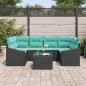 Preview: Sofa Set 7 stk. 3-Sitzanzahl Schwarz und Türkis Poly Rattan