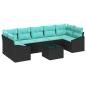 Preview: Sofa Set 8 stk. 7-Sitzanzahl Schwarz und Türkis Poly-Rattan