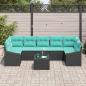 Preview: Sofa Set 8 stk. 7-Sitzanzahl Schwarz und Türkis Poly-Rattan
