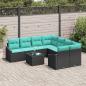 Preview: Sofa Set 9 stk. 3-Sitzanzahl Schwarz und Türkis Poly Rattan