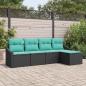 Preview: ARDEBO.de - Sofa Set mit Kissen 5 pcs Schwarz Poly-Rattan