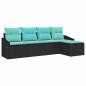 Preview: Sofa Set mit Kissen 5 pcs Schwarz Poly-Rattan