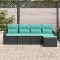Preview: Sofa Set mit Kissen 5 pcs Schwarz Poly-Rattan