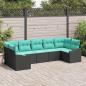 Preview: ARDEBO.de - Sofa Set mit Kissen 7 pcs Schwarz Poly Rattan