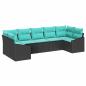 Preview: Sofa Set mit Kissen 7 pcs Schwarz Poly Rattan