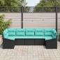 Preview: Sofa Set mit Kissen 7 pcs Schwarz Poly Rattan