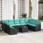 Preview: ARDEBO.de - Sofa Set 10 stk. Schwarz [Synthetisch]: Poly Rattan