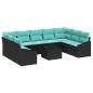 Preview: Sofa Set 10 stk. Schwarz [Synthetisch]: Poly Rattan