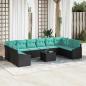Preview: ARDEBO.de - Sofa Set mit Kissen 11 pcs Schwarz Poly Rattan