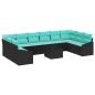 Preview: Sofa Set mit Kissen 11 pcs Schwarz Poly Rattan