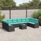 Preview: Sofa Set mit Kissen 11 pcs Schwarz Poly Rattan