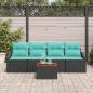 Preview: Gartensofa-set 5 stk. Schwarz Poly-Rattan
