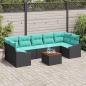 Preview: ARDEBO.de - Gartensofa-set 8 stk. Schwarz Poly-Rattan