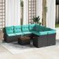 Preview: ARDEBO.de - Gartensofa-set 9 stk. Schwarz Poly-Rattan