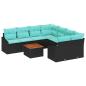 Preview: Gartensofa-set 9 stk. Schwarz Poly-Rattan