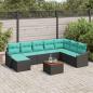 Preview: ARDEBO.de - Gartensofa-set mit Kissen 9 pcs Schwarz Poly-Rattan