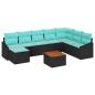 Preview: Gartensofa-set mit Kissen 9 pcs Schwarz Poly-Rattan