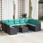 Preview: ARDEBO.de - Gartensofa-set mit Kissen 10 pcs Schwarz Poly-Rattan