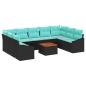 Preview: Gartensofa-set mit Kissen 10 pcs Schwarz Poly-Rattan