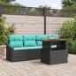 Preview: ARDEBO.de - Gartensofa-set 5 stk. 4-Sitzanzahl Schwarz und Türkis
